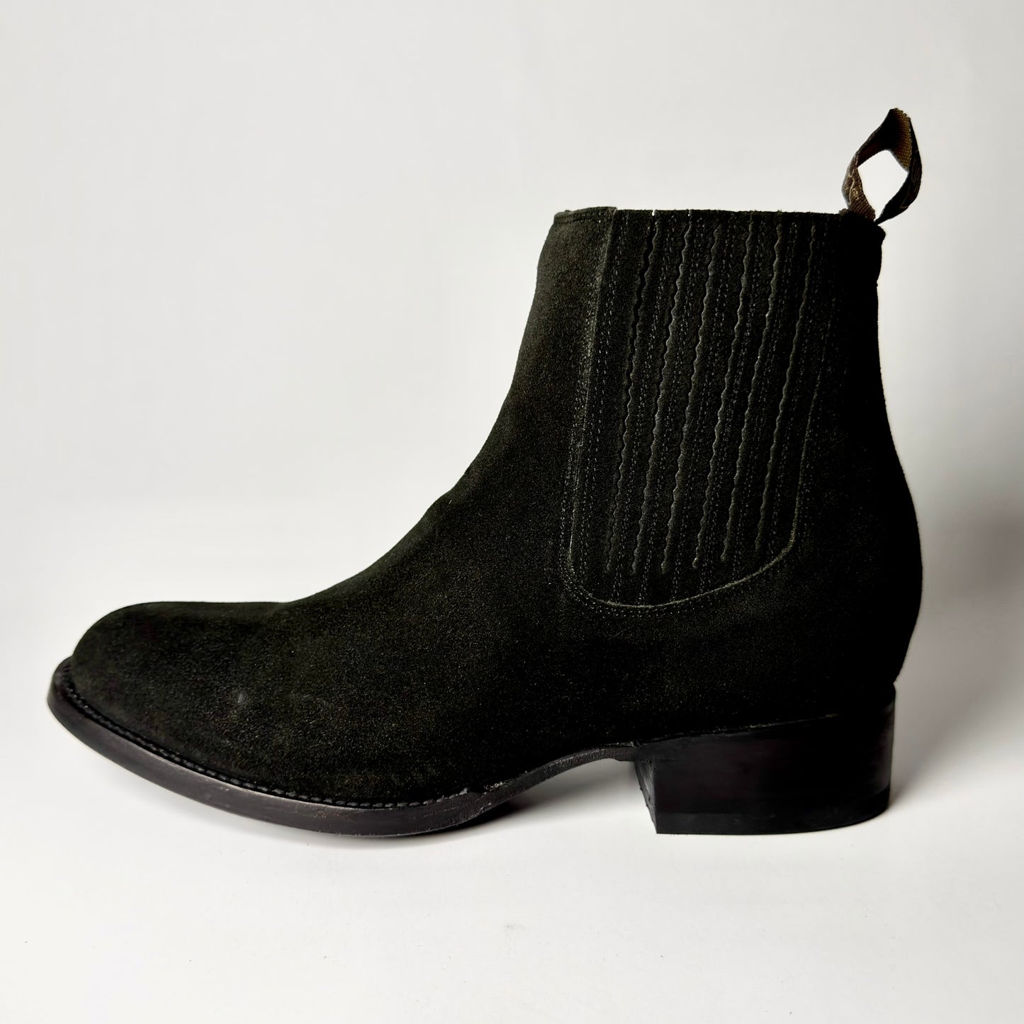 BOTIN CHARRO GAMUZA NEGRO 100% CUERO