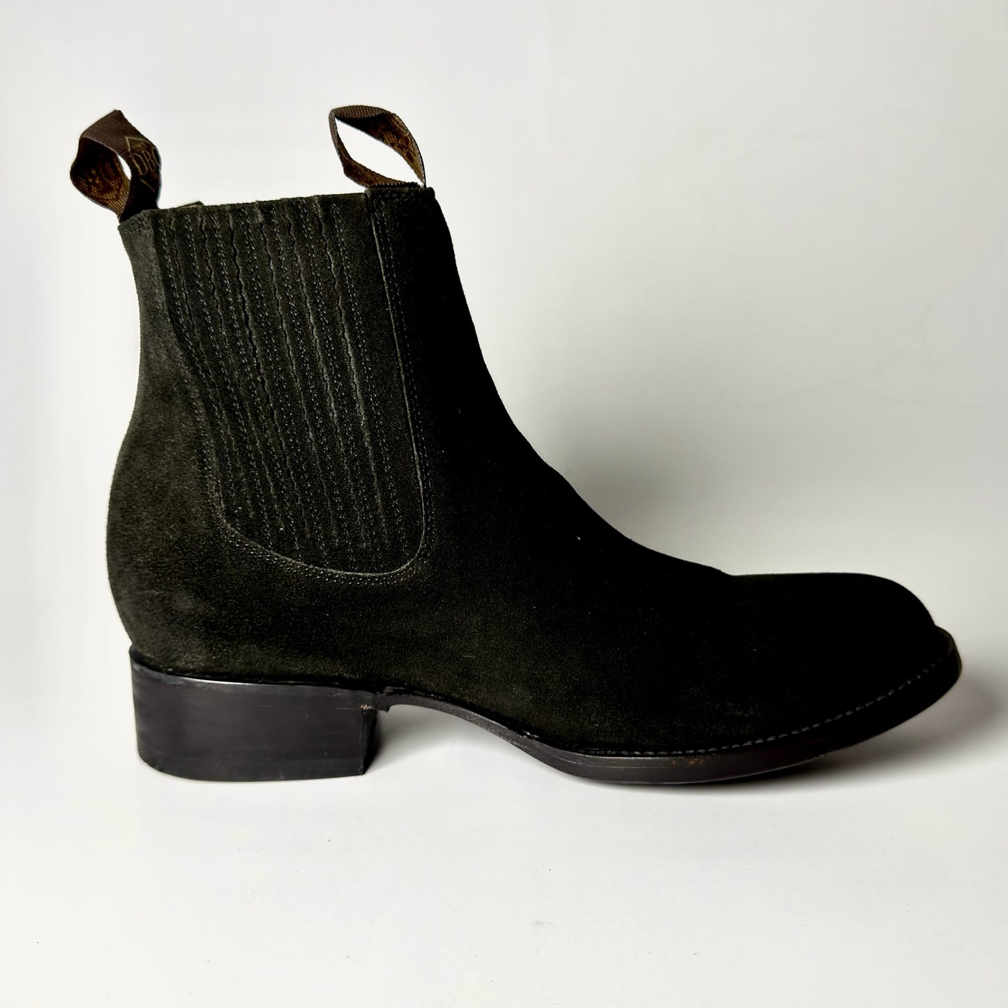 BOTIN CHARRO GAMUZA NEGRO 100% CUERO