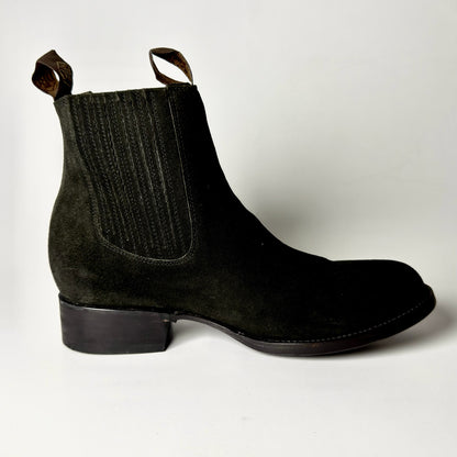 BOTIN CHARRO GAMUZA NEGRO 100% CUERO