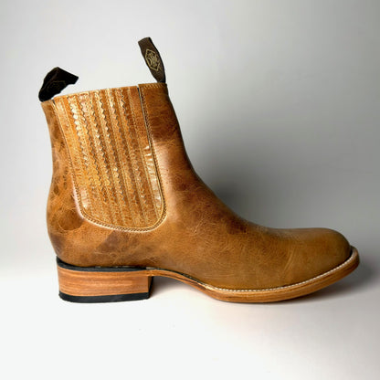BOTIN CHARRO CRAQUEL MIEL 100% CUERO